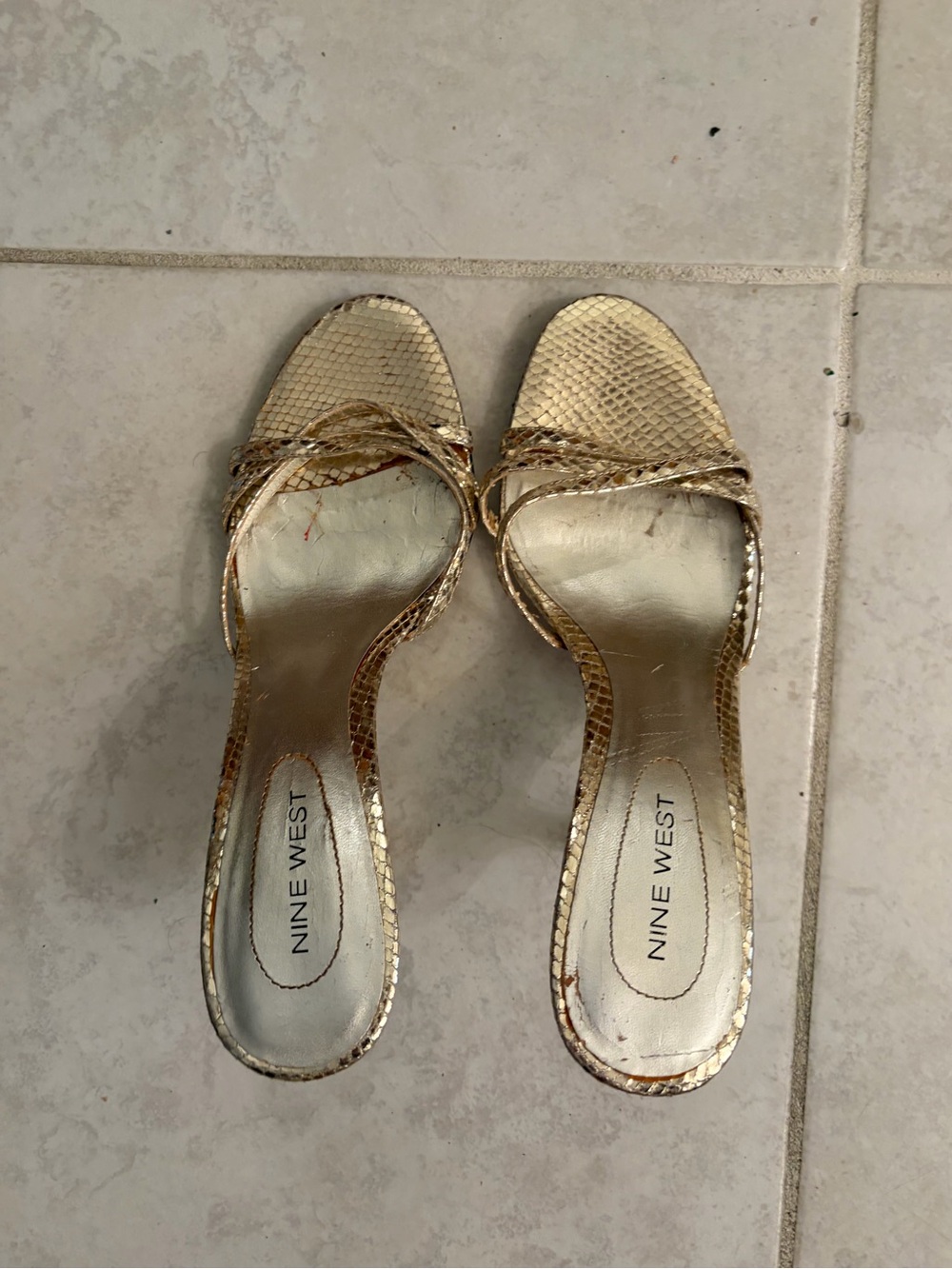 Nine West Gold Metallic Slide heels